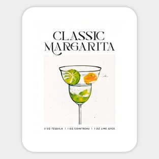 Margarita Retro Poster Art Deco Bar Prints, Vintage Drinks, Recipe, Wall Art Sticker